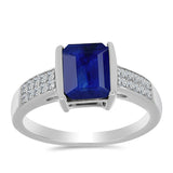 Stříbro 925/1000 Prsten s Australským Modrým Safírem a Bílým Topazem - Karátové číslo: 2.58. přibližná hmotnost: 3.48 gramů