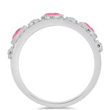 Stříbro 925/1000 Prsten s Růžovým Opálem z Lega Dembi a Bílým Topazem - Karátové číslo: 1.07. přibližná hmotnost: 3.78 gramů