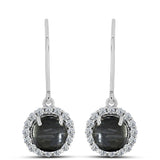 Stříbro 925/1000 Náušnice s Picasso Jaspisem a Bílým Topazem - Karátové číslo: 3.79. přibližná hmotnost: 3.19 gramů