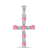 Stříbro 925/1000 Přívěsek s Růžovým Opálem z Lega Dembi a Bílým Topazem - Karátové číslo: 0.31. přibližná hmotnost: 1.1 gramů