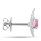 Stříbro 925/1000 Náušnice s Růžovým Opálem z Lega Dembi - Karátové číslo: 0.19. přibližná hmotnost: 2.58 gramů