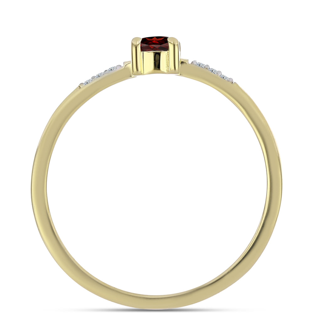 Pozlacené stříbro 925/1000 Prsten s Bartonským Granátem a Bílým Topazem - Karátové číslo: 0.36. přibližná hmotnost: 1.49 gramů