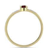 Pozlacené stříbro 925/1000 Prsten s Bartonským Granátem a Bílým Topazem - Karátové číslo: 0.36. přibližná hmotnost: 1.49 gramů