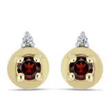 Pozlacené stříbro 925/1000 Náušnice s Bartonským Granátem a Bílým Topazem - Karátové číslo: 0.28. přibližná hmotnost: 1.37 gramů
