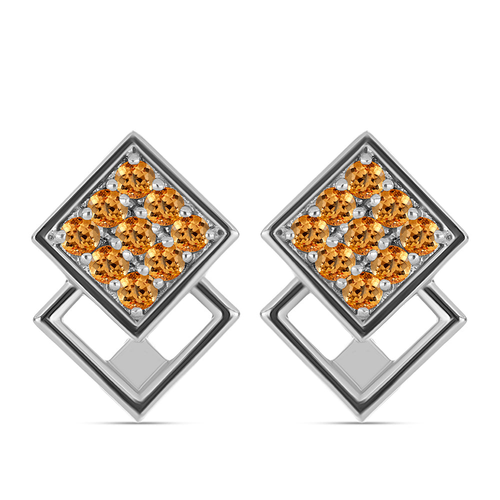 Stříbro 925/1000 Náušnice s "Císařským žlutým" topazem - Karátové číslo: 0.74. přibližná hmotnost: 4.21 gramů
