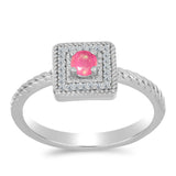 Stříbro 925/1000 Prsten s Růžovým Opálem z Lega Dembi a Bílým Topazem - Karátové číslo: 0.19. přibližná hmotnost: 2.96 gramů