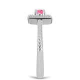 Stříbro 925/1000 Prsten s Růžovým Opálem z Lega Dembi a Bílým Topazem - Karátové číslo: 0.19. přibližná hmotnost: 2.96 gramů