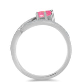 Stříbro 925/1000 Prsten s Růžovým Opálem z Lega Dembi a Bílým Topazem - Karátové číslo: 0.42. přibližná hmotnost: 2.18 gramů