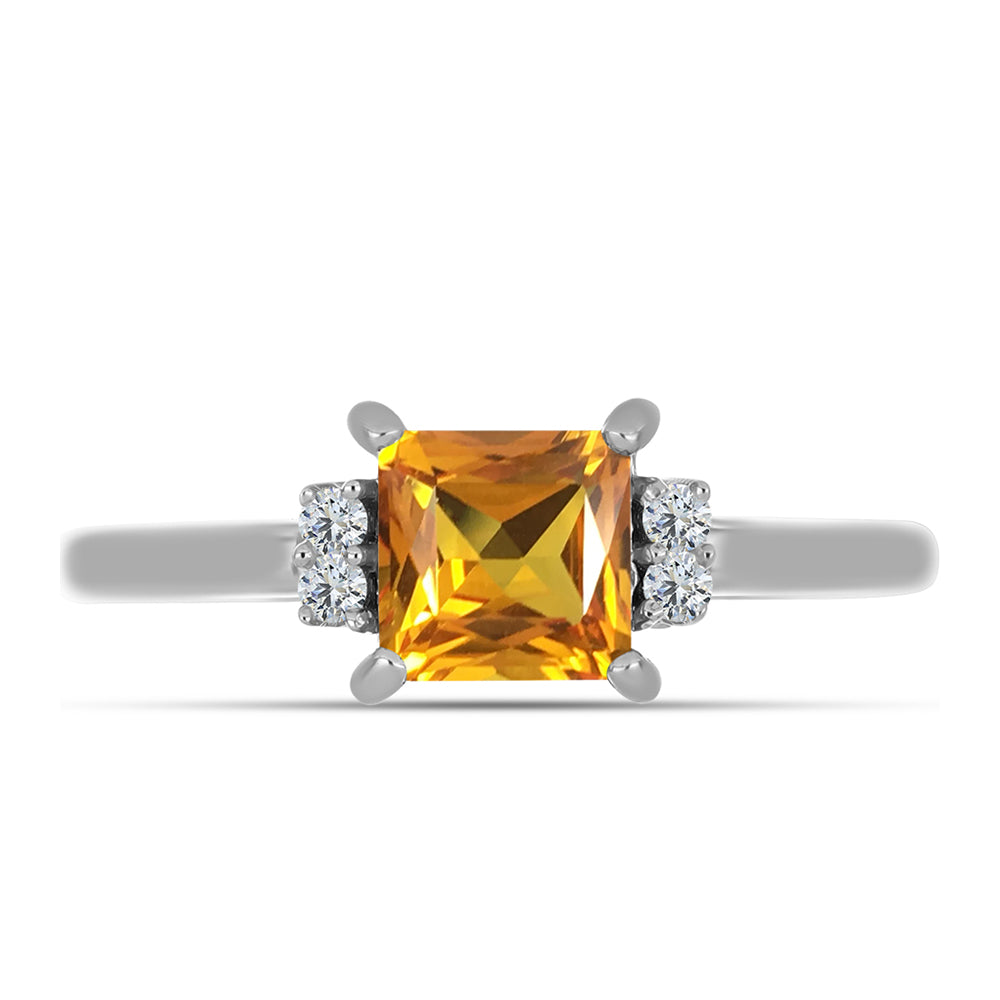 Stříbro 925/1000 Prsten s "Císařským žlutým" topazem a Bílým Topazem - Karátové číslo: 1.22. přibližná hmotnost: 2.34 gramů