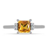 Stříbro 925/1000 Prsten s "Císařským žlutým" topazem a Bílým Topazem - Karátové číslo: 1.22. přibližná hmotnost: 2.34 gramů