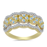 Pozlacené stříbro 925/1000 Prsten s Ledovým Moissanitem a Bílým Topazem - Karátové číslo: 1.01. přibližná hmotnost: 4.21 gramů