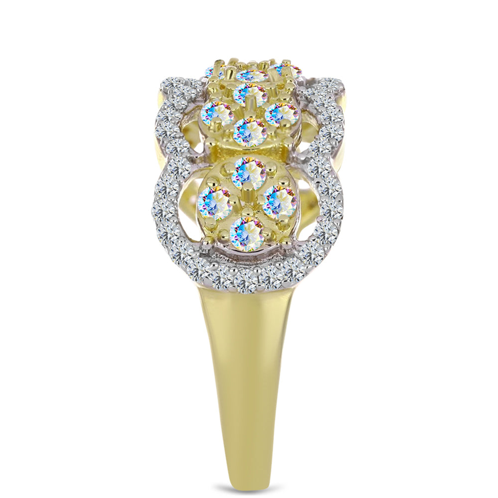 Pozlacené stříbro 925/1000 Prsten s Ledovým Moissanitem a Bílým Topazem - Karátové číslo: 1.01. přibližná hmotnost: 4.21 gramů