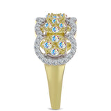 Pozlacené stříbro 925/1000 Prsten s Ledovým Moissanitem a Bílým Topazem - Karátové číslo: 1.01. přibližná hmotnost: 4.21 gramů