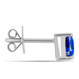 Stříbro 925/1000 Náušnice s Australským Modrým Safírem - Karátové číslo: 1.15. přibližná hmotnost: 1.35 gramů