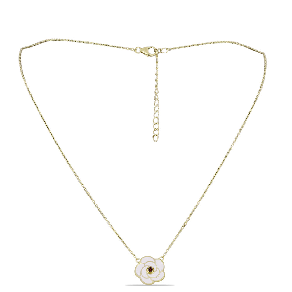 Pozlacené stříbro 925/1000 Náhrdelník s Bartonským Granátem - Karátové číslo: 0.05. přibližná hmotnost: 4.02 gramů