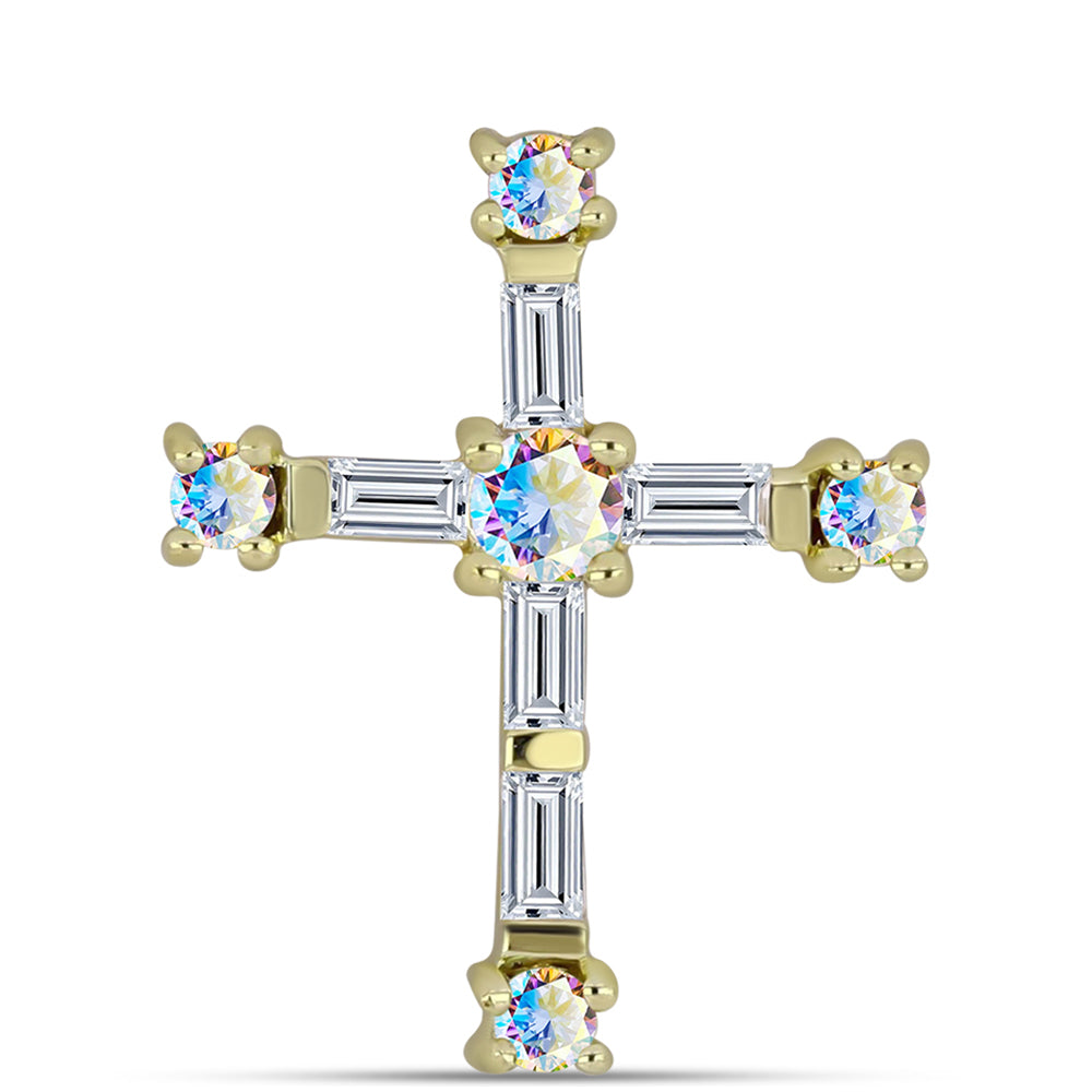 Pozlacené stříbro 925/1000 Přívěsek s Ledovým Moissanitem a Bílým Zirkonem - Karátové číslo: 0.63. přibližná hmotnost: 1.06 gramů