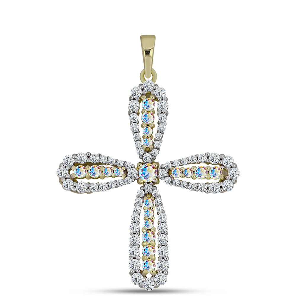 Pozlacené stříbro 925/1000 Přívěsek s Ledovým Moissanitem a Bílým Topazem - Karátové číslo: 1.69. přibližná hmotnost: 2.84 gramů