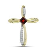 Pozlacené stříbro 925/1000 Přívěsek s Bartonským Granátem a Bílým Topazem - Karátové číslo: 0.54. přibližná hmotnost: 1.36 gramů