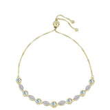 Pozlacené stříbro 925/1000 Náramek s Ledovým Moissanitem a Bílým Topazem - Karátové číslo: 0.95. přibližná hmotnost: 5.36 gramů