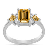 Stříbro 925/1000 - Prsten se Šampaňským Moissanitem - Karátové číslo: 1.91. přibližná hmotnost: 2.64 gramů