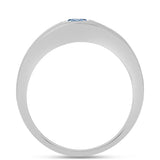Stříbro 925/1000 - Prsten s S Oceánově Modrým Moissanitem - Karátové číslo: 0.32. přibližná hmotnost: 3.05 gramů