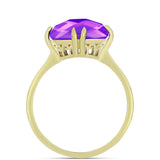 Pozlacené Stříbro 925/1000 - Prsten s Purpurovým Achátem - Karátové číslo: 7.36. přibližná hmotnost: 4.23 gramů