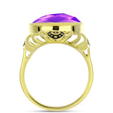 Pozlacené Stříbro 925/1000 - Prsten s Purpurovým Achátem - Karátové číslo: 8.83. přibližná hmotnost: 8.16 gramů