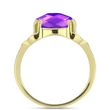 Pozlacené Stříbro 925/1000 - Prsten s Purpurovým Achátem - Karátové číslo: 8.23. přibližná hmotnost: 6.09 gramů