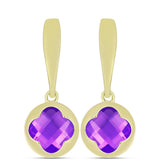 Pozlacené Stříbro 925/1000 - Náušnice s Purpurovým Achátem - Karátové číslo: 3.24. přibližná hmotnost: 4.15 gramů