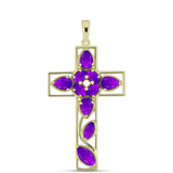 Pozlacené Stříbro 925/1000 - Přívěsek s Purpurovým Achátem - Karátové číslo: 3.05. přibližná hmotnost: 4.03 gramů