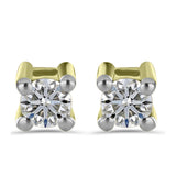 Pozlacené Stříbro 925/1000 - Sada s Bílým Diamantem a Madagaskarským Rubínem - Karátové číslo: 1.95. přibližná hmotnost: 3.29 gramů ( Náušnice )