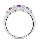Stříbro 925/1000 - Prsten s Rose de France Ametystem a Bílým Topazem - Karátové číslo: 1.74. přibližná hmotnost: 3.28 gramů