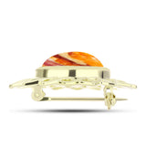 Pozlacené Stříbro 925/1000 - Brož s jaspisem (Lví tlapa) - Karátové číslo: 10.39. přibližná hmotnost: 7.69 gramů