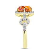 Pozlacené Stříbro 925/1000 - Prsten s jaspisem (Lví tlapa) a Bílým Topazem - Karátové číslo: 1.44. přibližná hmotnost: 3.6 gramů