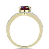 Pozlacené Stříbro 925/1000 - Prsten s Půlnočně Černým Etiopským Opálem z Lega Dembi a Bílým Topazem - Karátové číslo: 1.68. přibližná hmotnost: 4.89 gramů