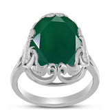 Stříbro 925/1000 - Prsten se Zeleným Chalcedonem - Karátové číslo: 7.97. přibližná hmotnost: 6.28 gramů