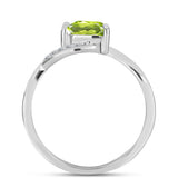 Stříbro 925/1000 - Prsten s Čchang-pajským Peridotem a Bílým Topazem - Karátové číslo: 0.89. přibližná hmotnost: 2.2 gramů
