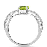 Stříbro 925/1000 - Prsten s Čchang-pajským Peridotem - Karátové číslo: 1.15. přibližná hmotnost: 1.98 gramů