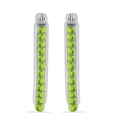 Stříbro 925/1000 - Náušnice s Čchang-pajským Peridotem - Karátové číslo: 3.9. přibližná hmotnost: 8.28 gramů