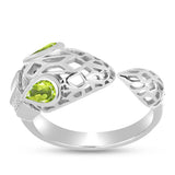 Stříbro 925/1000 - Prsten s Čchang-pajským Peridotem - Karátové číslo: 0.42. přibližná hmotnost: 3.52 gramů