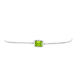 Stříbro 925/1000 - Náramek s Čchang-pajským Peridotem - Karátové číslo: 1.53. přibližná hmotnost: 3.19 gramů