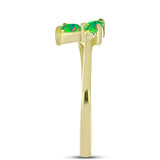 Pozlacené Stříbro 925/1000 - Prsten se Zeleným Etiopským Opálem z Lega Dembi - Karátové číslo: 0.37. přibližná hmotnost: 1.86 gramů