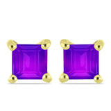 Pozlacené Stříbro 925/1000 - Náušnice s Purpurovým Achátem - Karátové číslo: 1.13. přibližná hmotnost: 1.68 gramů