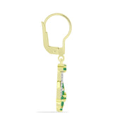 Pozlacené Stříbro 925/1000 - Náušnice s Brazilským Smaragdem a Bílým Topazem - Karátové číslo: 1.58. přibližná hmotnost: 4.11 gramů