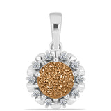 Stříbro 925/1000 - Přívěsek s Zlatým Drusy a Bílým Topazem - Karátové číslo: 2.35. přibližná hmotnost: 2.42 gramů