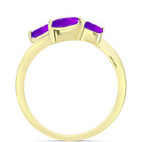 Pozlacené Stříbro 925/1000 - Prsten s Purpurovým Achátem - Karátové číslo: 0.62. přibližná hmotnost: 2.25 gramů