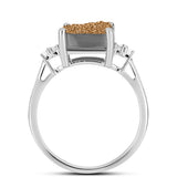 Stříbro 925/1000 - Prsten s Zlatým Drusy a Bílým Topazem - Karátové číslo: 3.3. přibližná hmotnost: 2.58 gramů