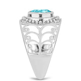 Stříbro 925/1000 - Prsten s Paraiba Křemenem - Karátové číslo: 1.13. přibližná hmotnost: 5.35 gramů