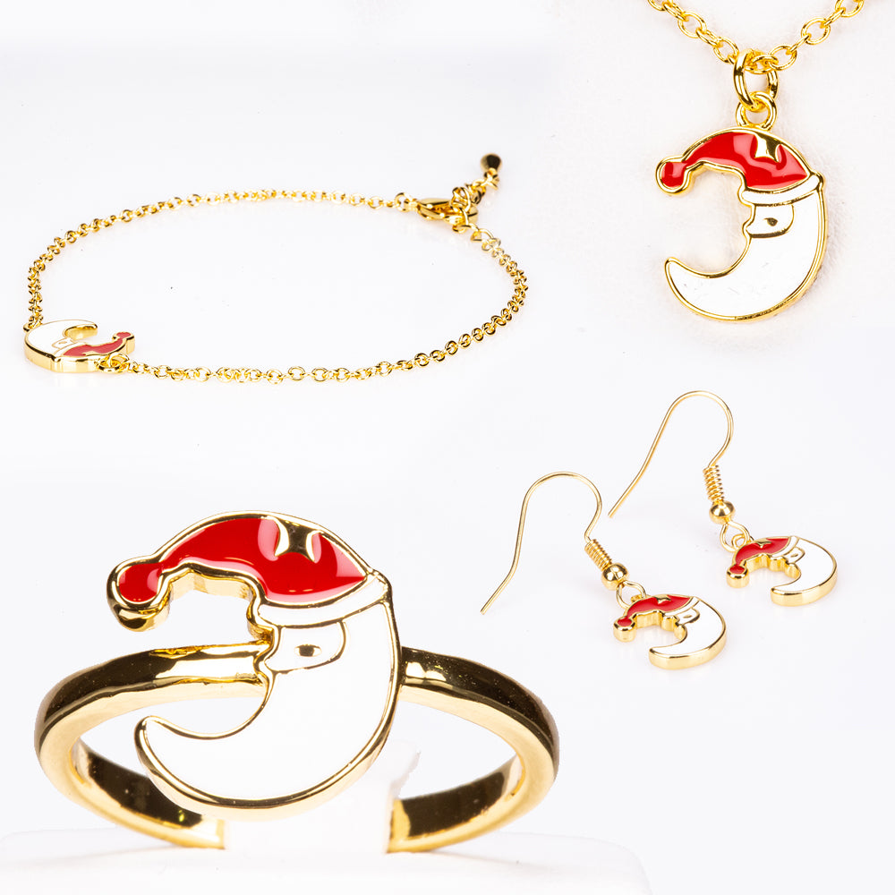 Pozlacená slitina Sada s Červeným Emporia® Křišťálem ( Náhrdelník+Náušnice+Náramek+Prsten+Přívěsek )