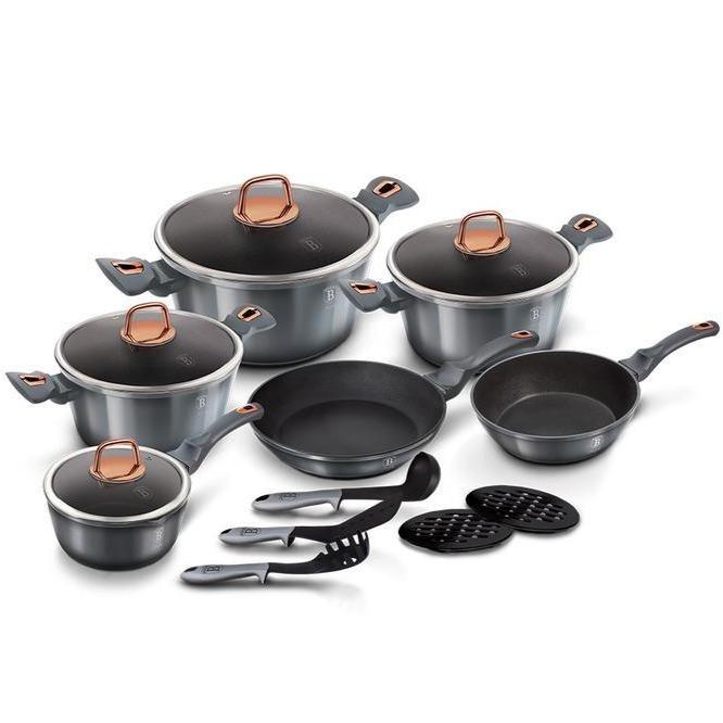 Berlinger Haus 15dílná sada s titanovým povlakem, šedá / rosegold